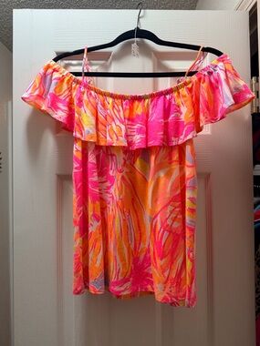 Lilly Pulitzer Pink & Orange Off-Shoulder Ruffle Camisole